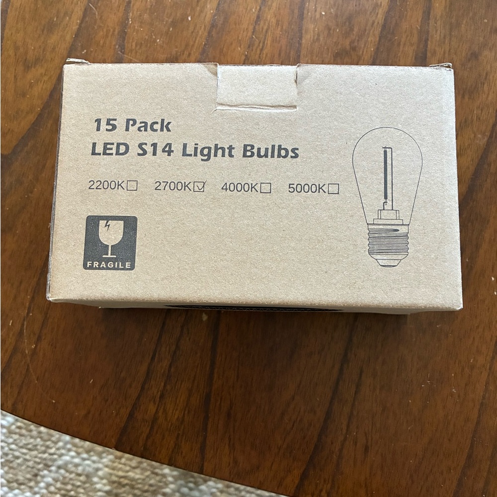 15 Pack S14 LED Patio String Light Bulbs – 2700K Warm White (New)